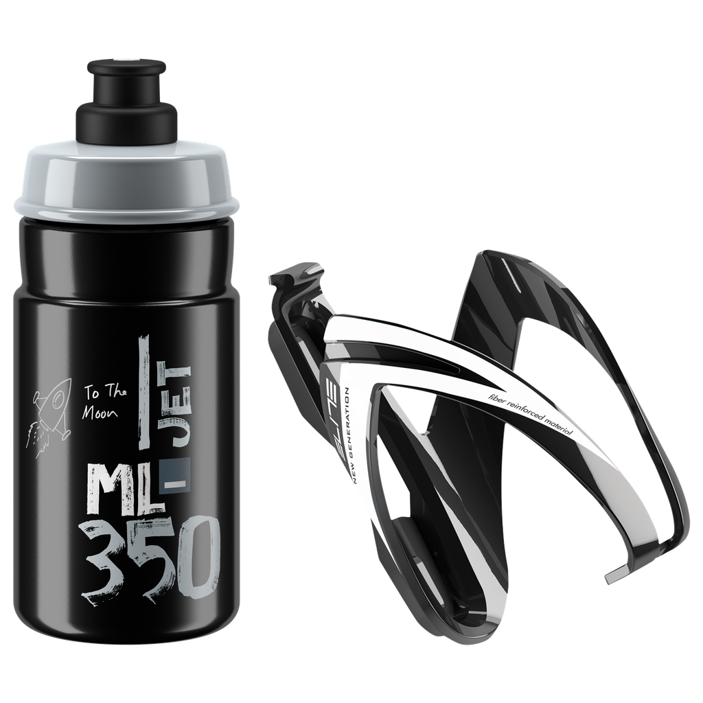 Soporte y caramañola ELITE GLOSSI black-white / JET black logo grey 350ml 0206114