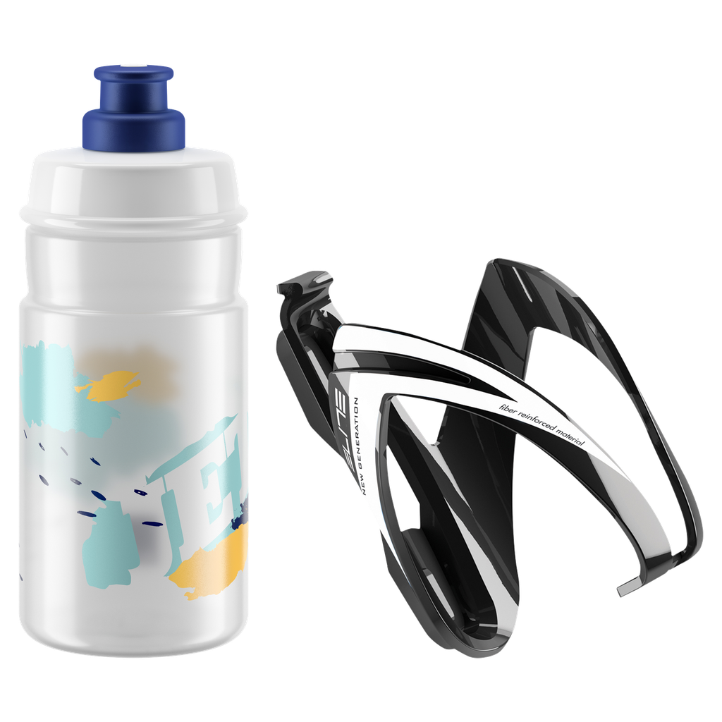 Soporte y caramañola ELITE GLOSSI black-white / JET clear logo blue 350ml 0206113
