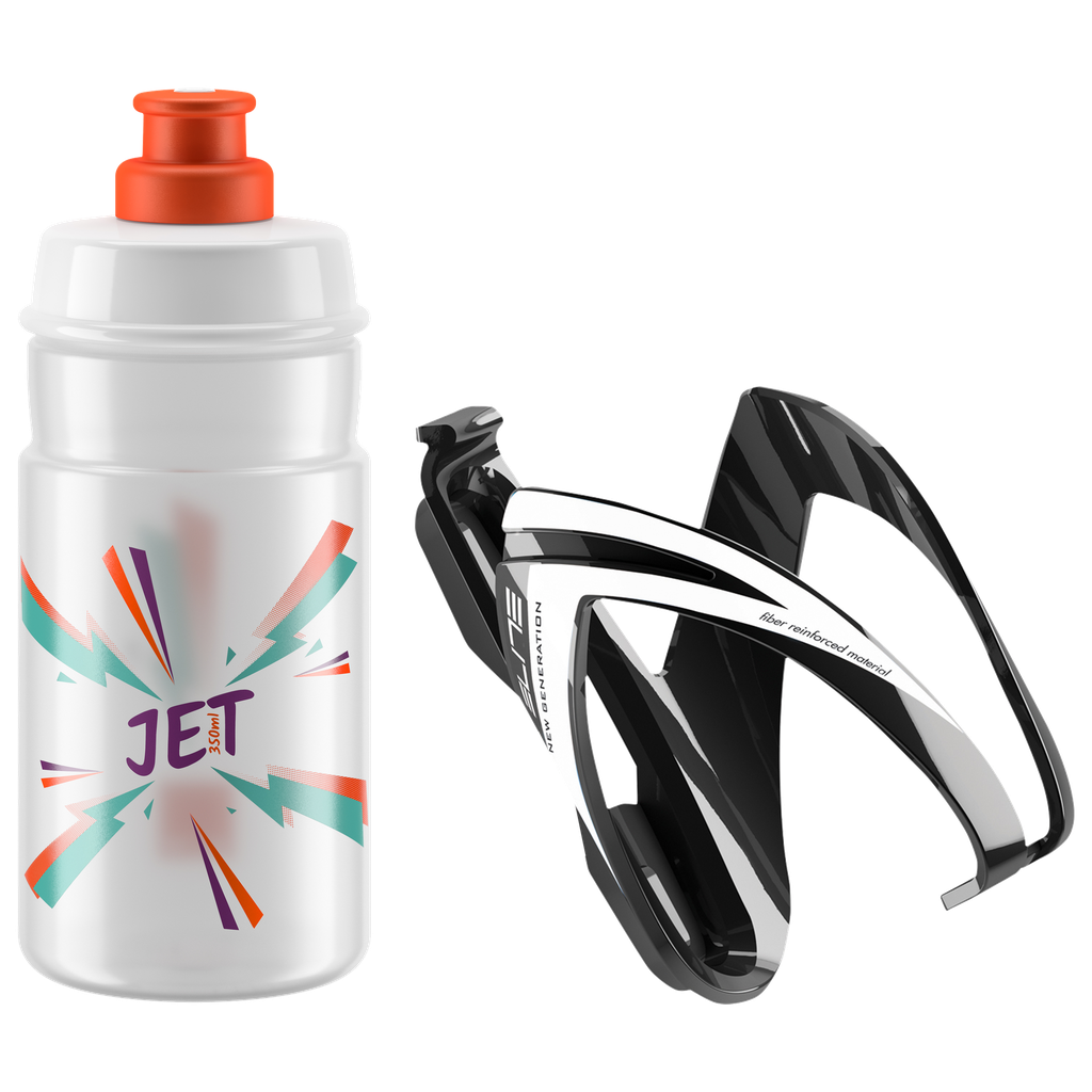 Soporte y caramañola ELITE GLOSSI black-white / JET clear logo orange 350ml 0206111
