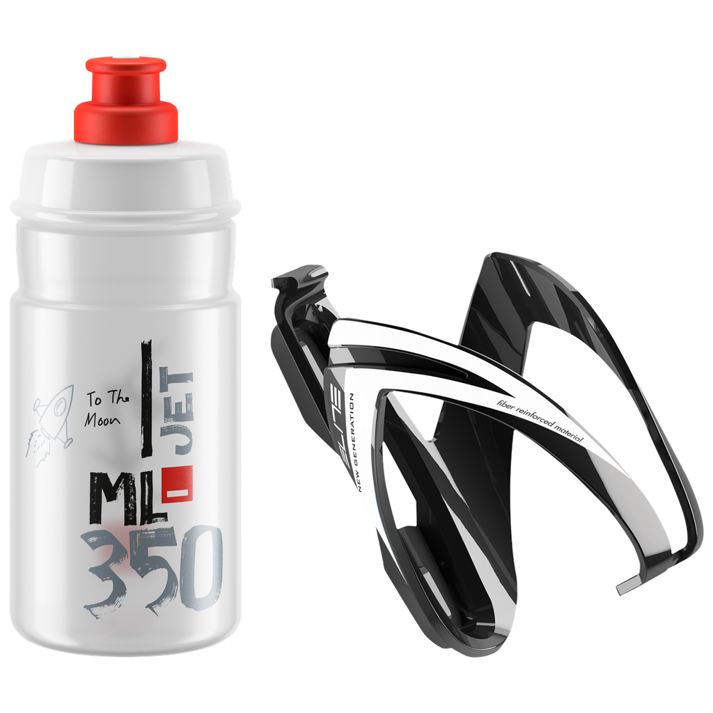 Soporte y caramañola ELITE GLOSSI black-white / JET clear logo red 350ml 0206110