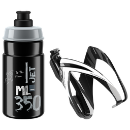 [AI-SOP132] Soporte y caramañola ELITE GLOSSI black-white / JET black logo grey 350ml 0206114