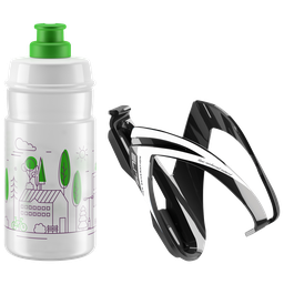 [AI-SOP134] Soporte y caramañola ELITE GLOSSI black-white / JET clear logo green 350ml 0206112