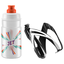 [AI-SOP135] Soporte y caramañola ELITE GLOSSI black-white / JET clear logo orange 350ml 0206111